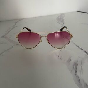 Quay Australia Pink and Gold Aviator Sunglasses